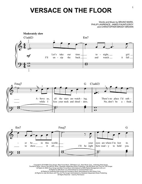 Versace on the floor – Bruno Mars Sheet music for Piano (Solo 